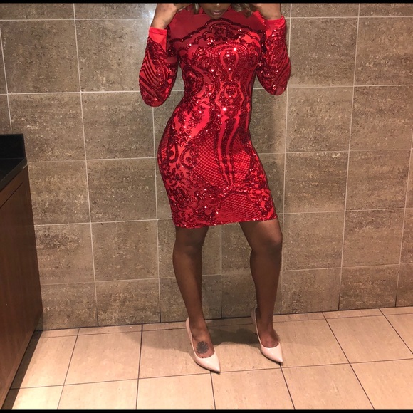 red sequin dress